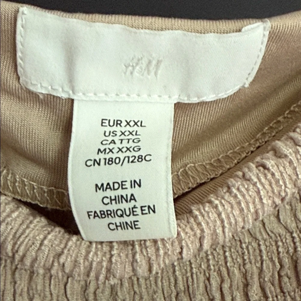 H&M Cream Textured Long Sleeve Blouse